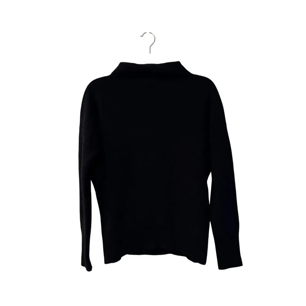 Vince XS Plush 100% Cashmere Funnel Neck Sweater $448 Turtleneck Black